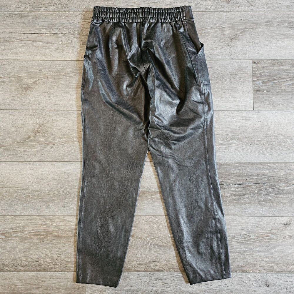 Spanx Joggers Tappered Womens M Black Faux Leather Pull on pants - Picture 7 of 7